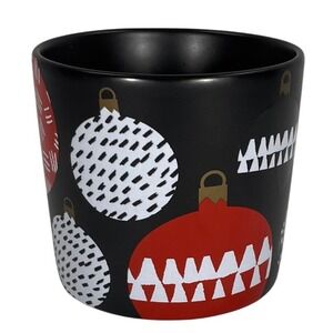 Starbucks 2016 Holiday Coffee Mug Matte Black Graphic Ornaments 14oz Ceramic Cup